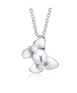 Pearly Butterfly Silver Necklace SPE-3315